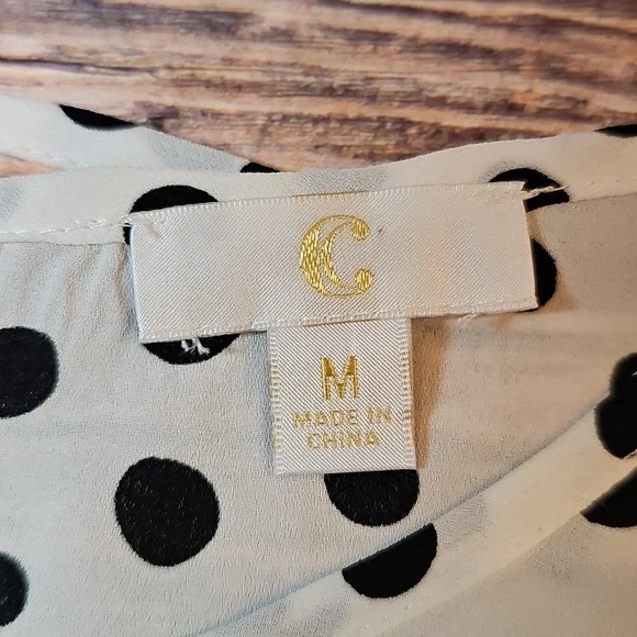 C Black and White Polka Dot Blouse - Picture 11 of 13
